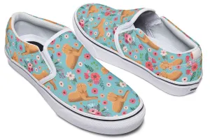 Doguede Bordeaux Flower Slip-On Shoes