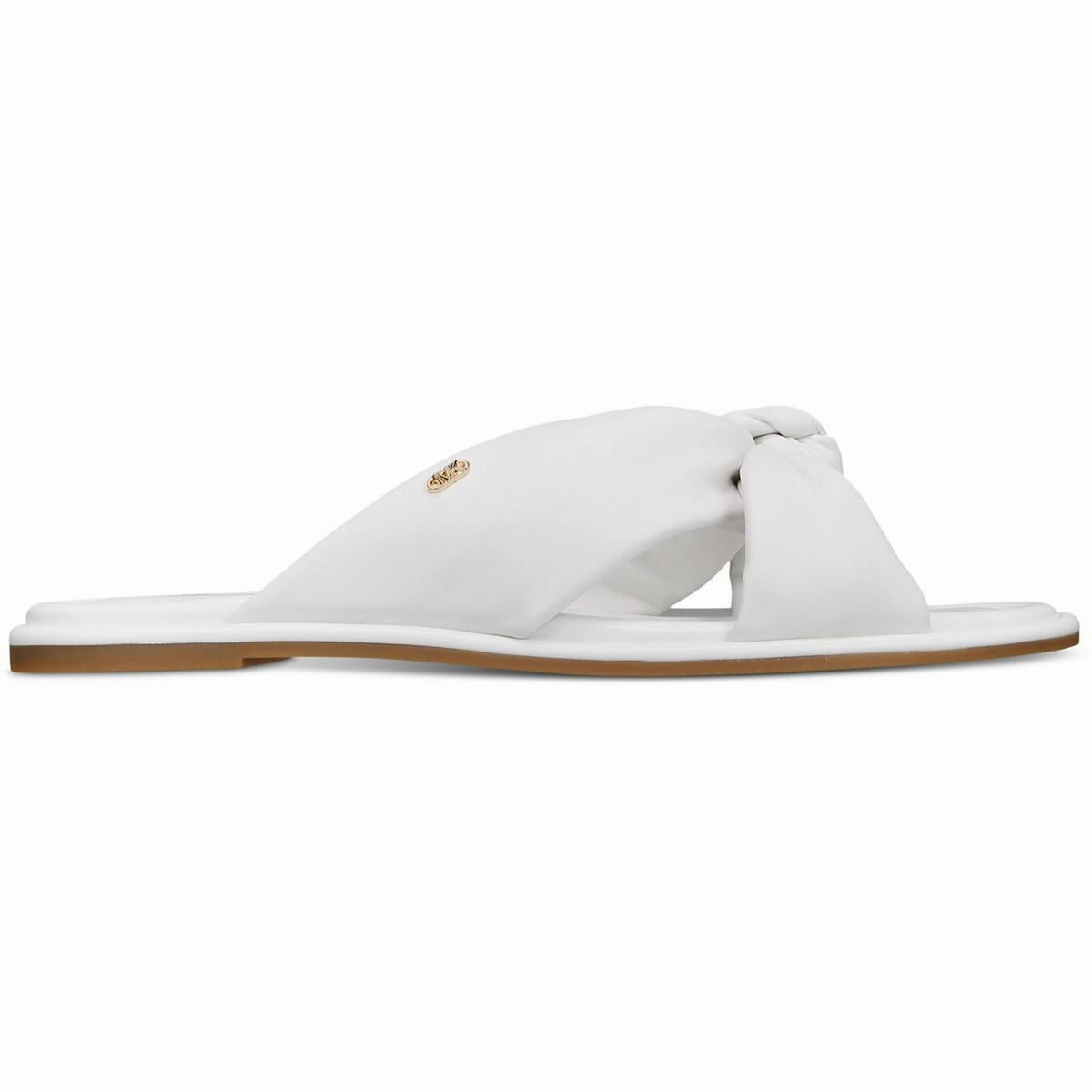 Elena Womens Criss-Cross Leather Slide Sandals