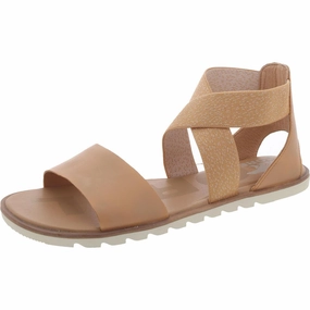 Ella II Womens Leather Flat Ankle Strap