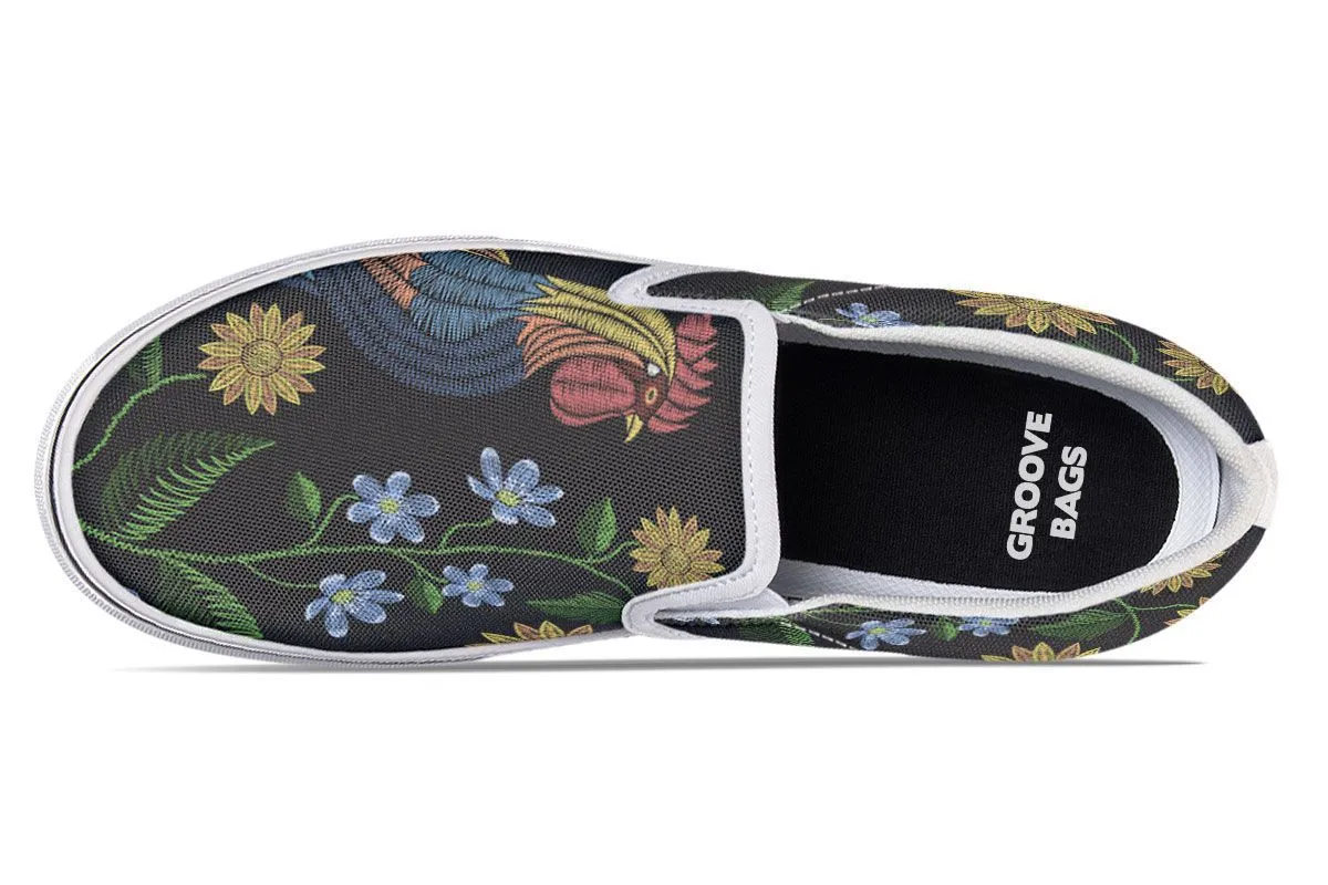 Embroidery Chicken Slip-On Shoes