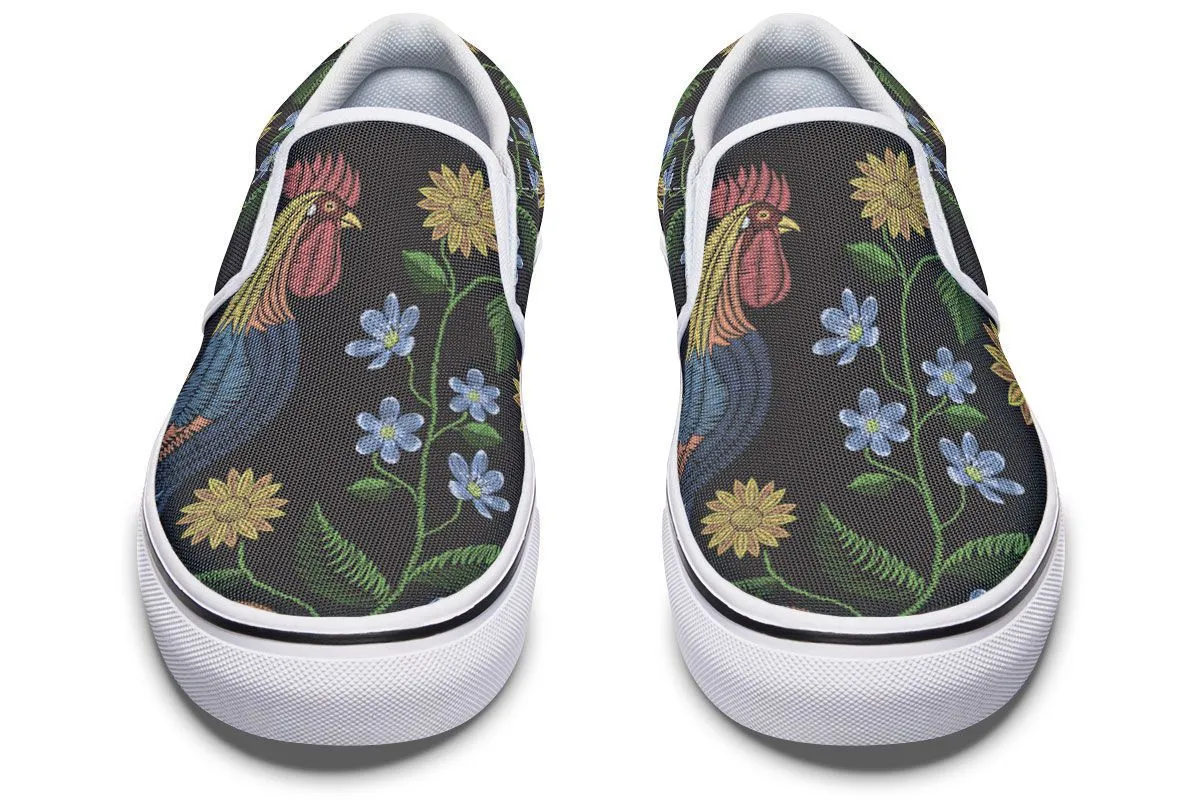 Embroidery Chicken Slip-On Shoes