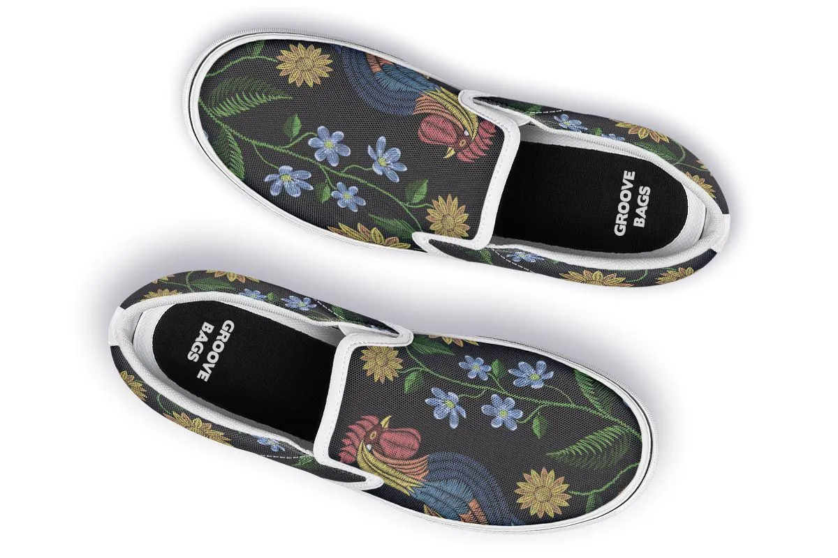 Embroidery Chicken Slip-On Shoes