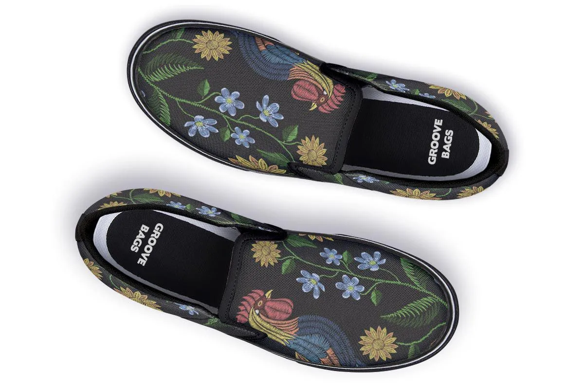 Embroidery Chicken Slip-On Shoes