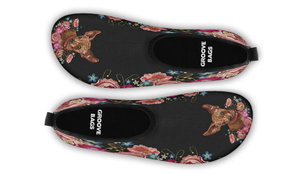 Embroidery Chihuahua Aqua Barefoot Shoes