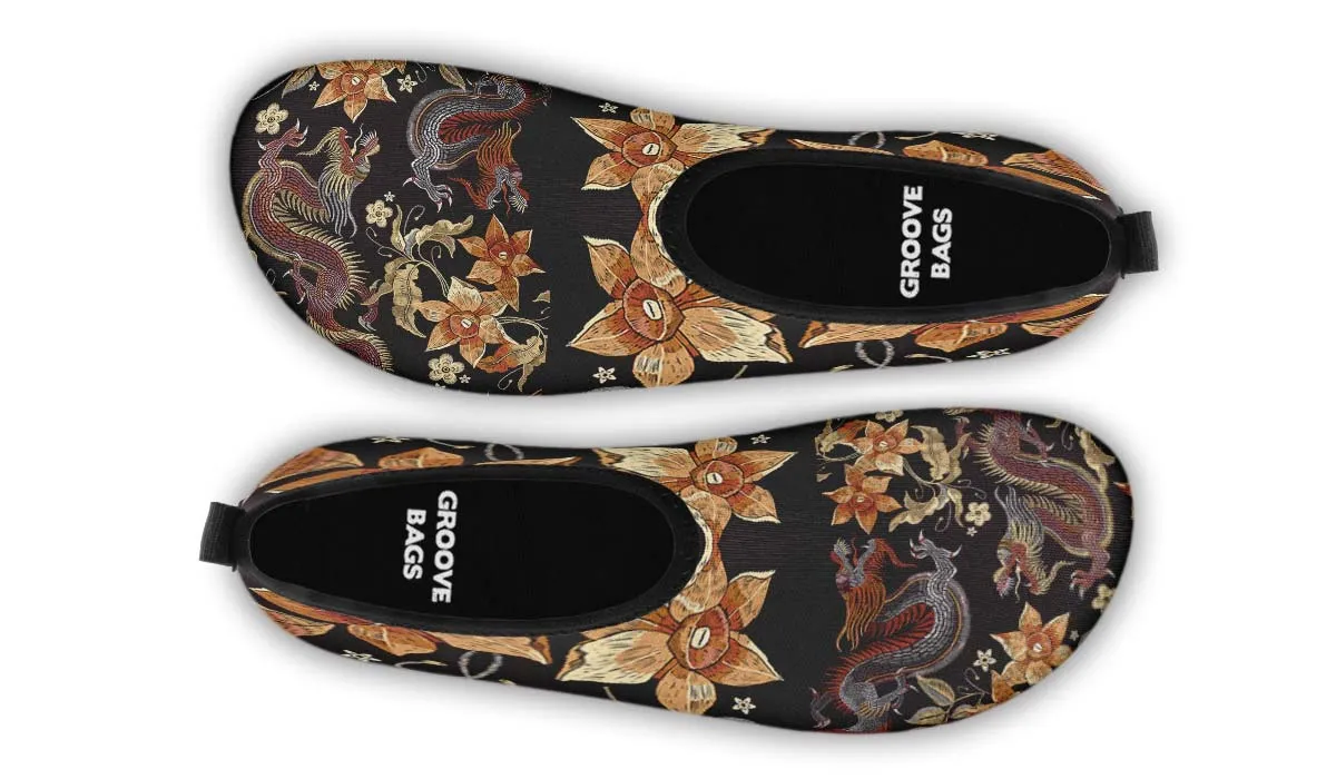 Embroidery Dragon Aqua Barefoot Shoes