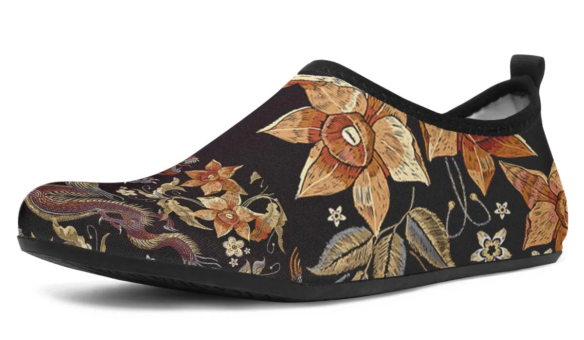 Embroidery Dragon Aqua Barefoot Shoes