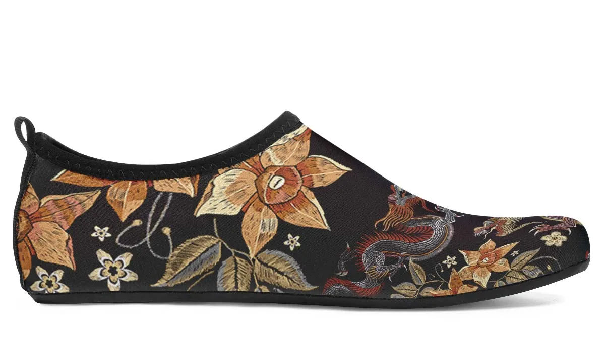 Embroidery Dragon Aqua Barefoot Shoes