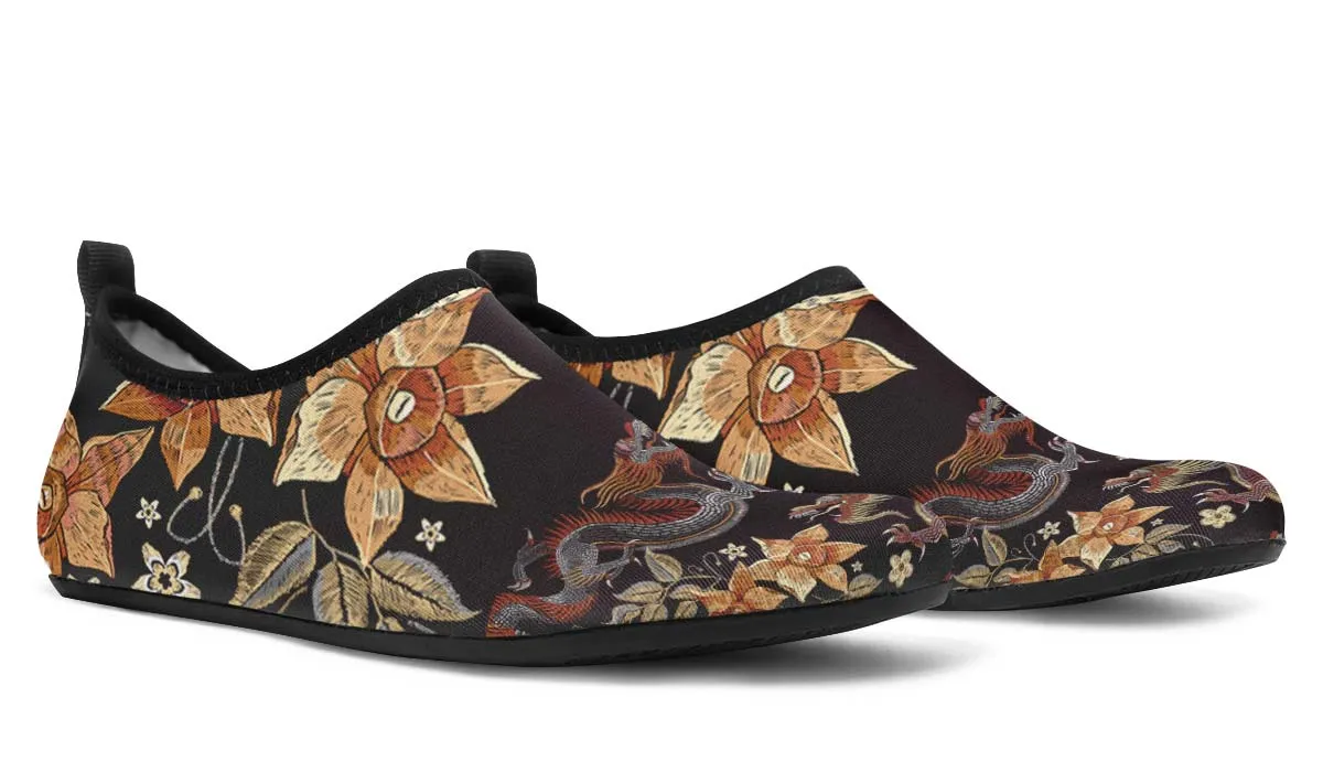 Embroidery Dragon Aqua Barefoot Shoes