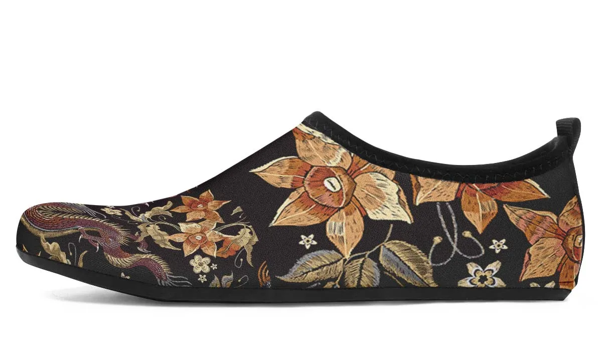 Embroidery Dragon Aqua Barefoot Shoes
