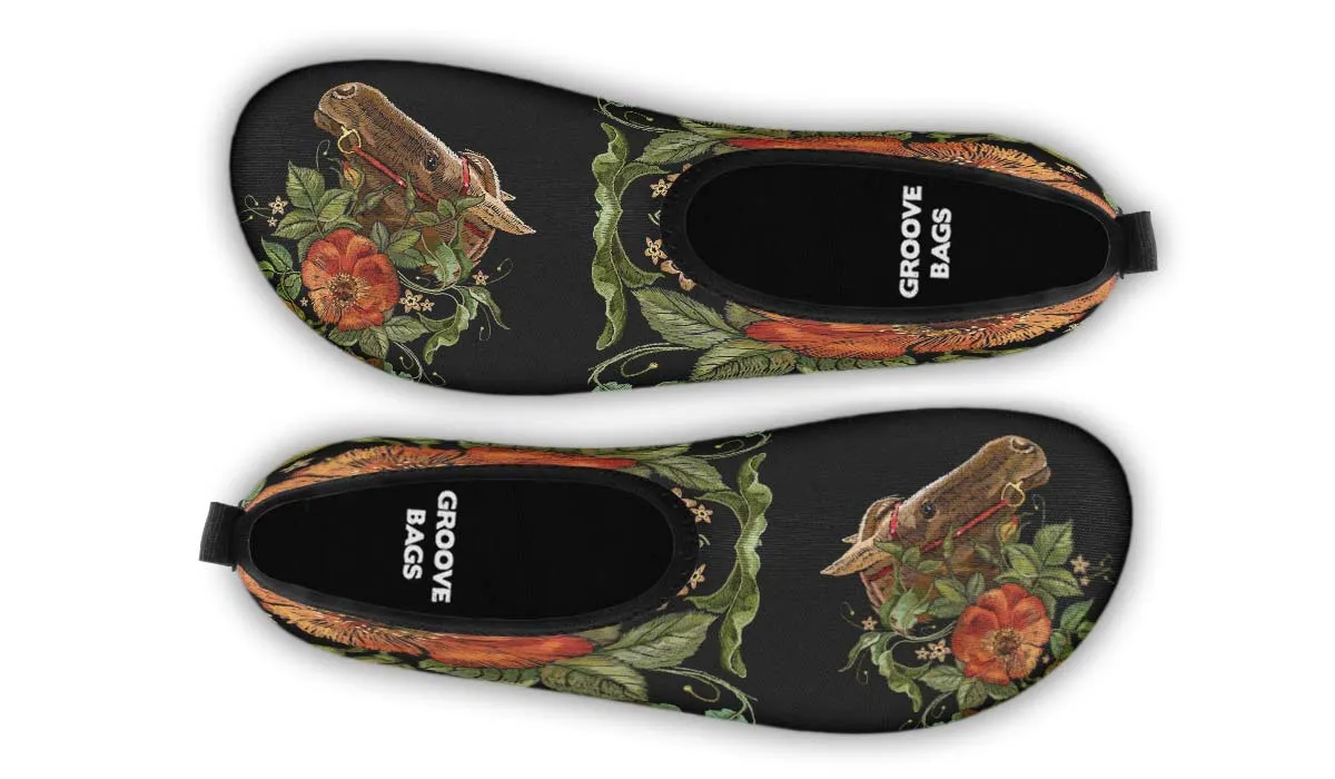 Embroidery Horse Aqua Barefoot Shoes