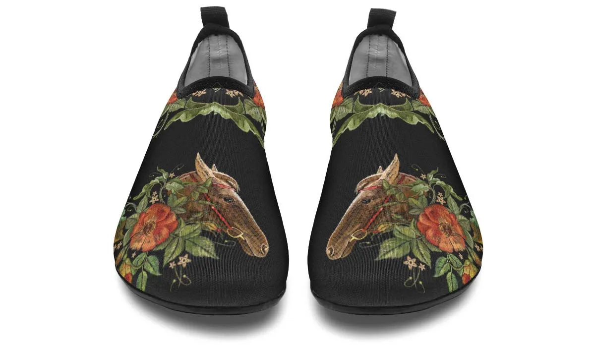 Embroidery Horse Aqua Barefoot Shoes