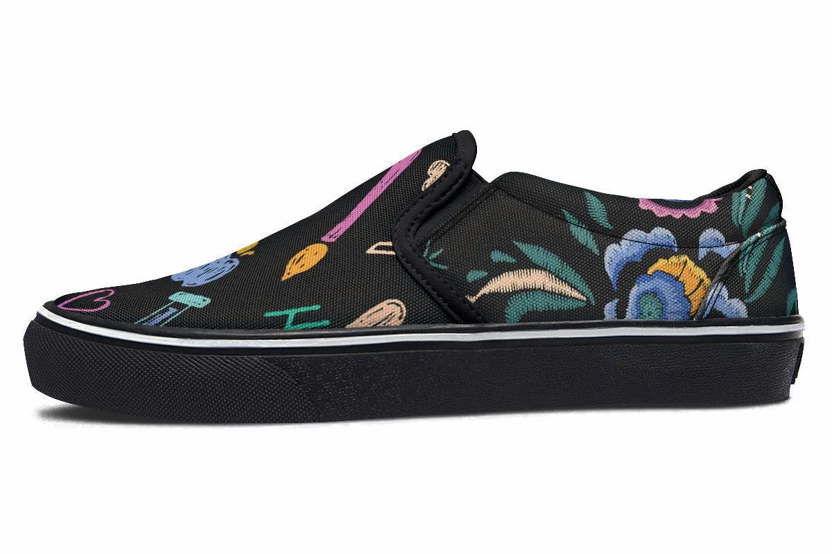 Embroidery Teaching Slip-On Shoes
