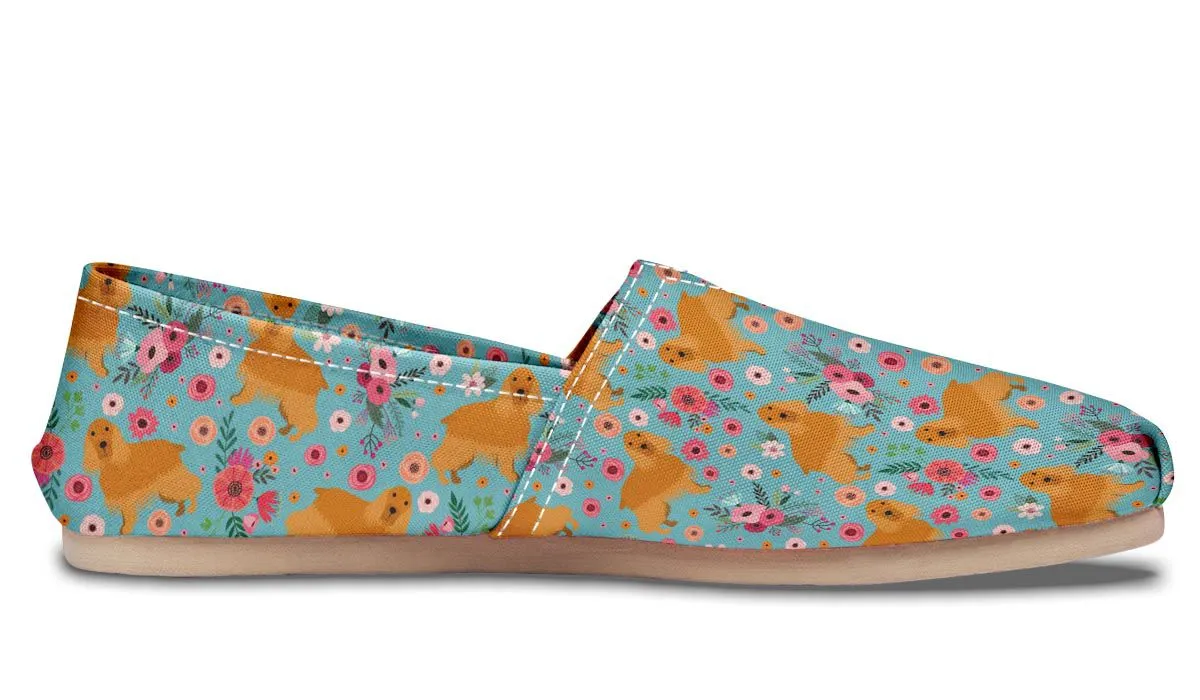 English Cocker Spaniel Flower Casual Shoes