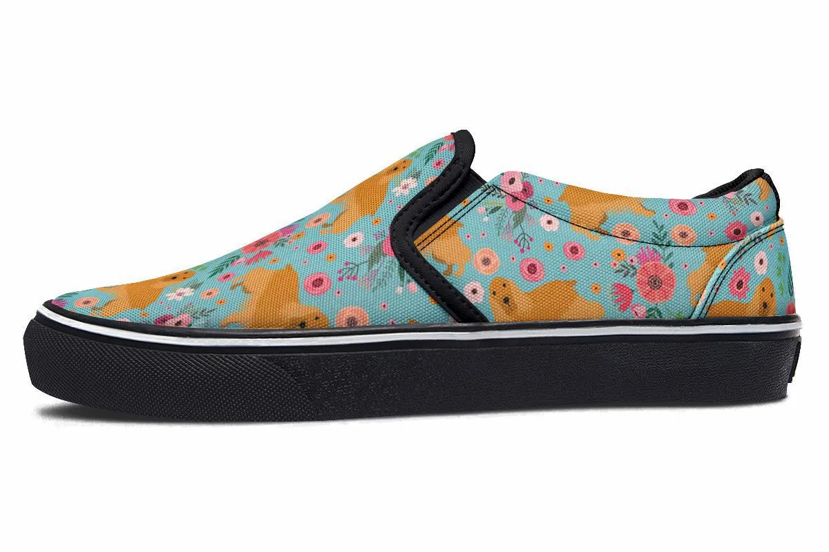 English Cocker Spaniel Flower Slip-On Shoes