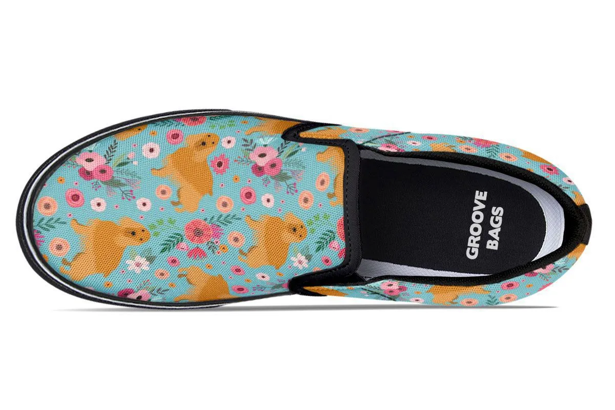 English Cocker Spaniel Flower Slip-On Shoes
