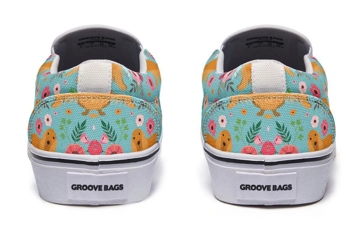 English Cocker Spaniel Flower Slip-On Shoes