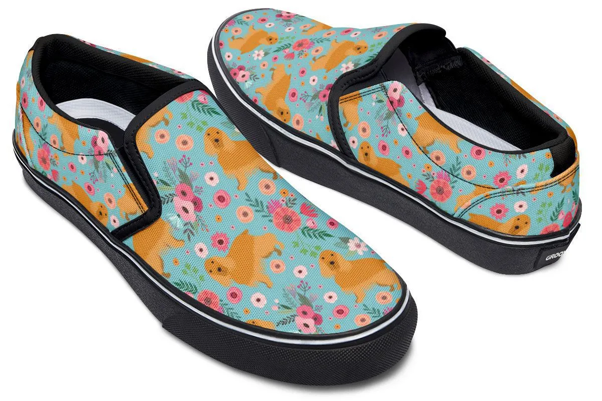 English Cocker Spaniel Flower Slip-On Shoes