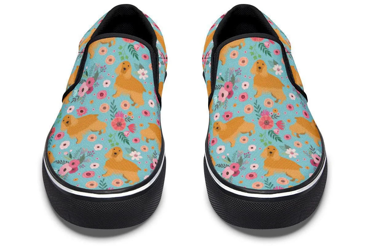 English Cocker Spaniel Flower Slip-On Shoes