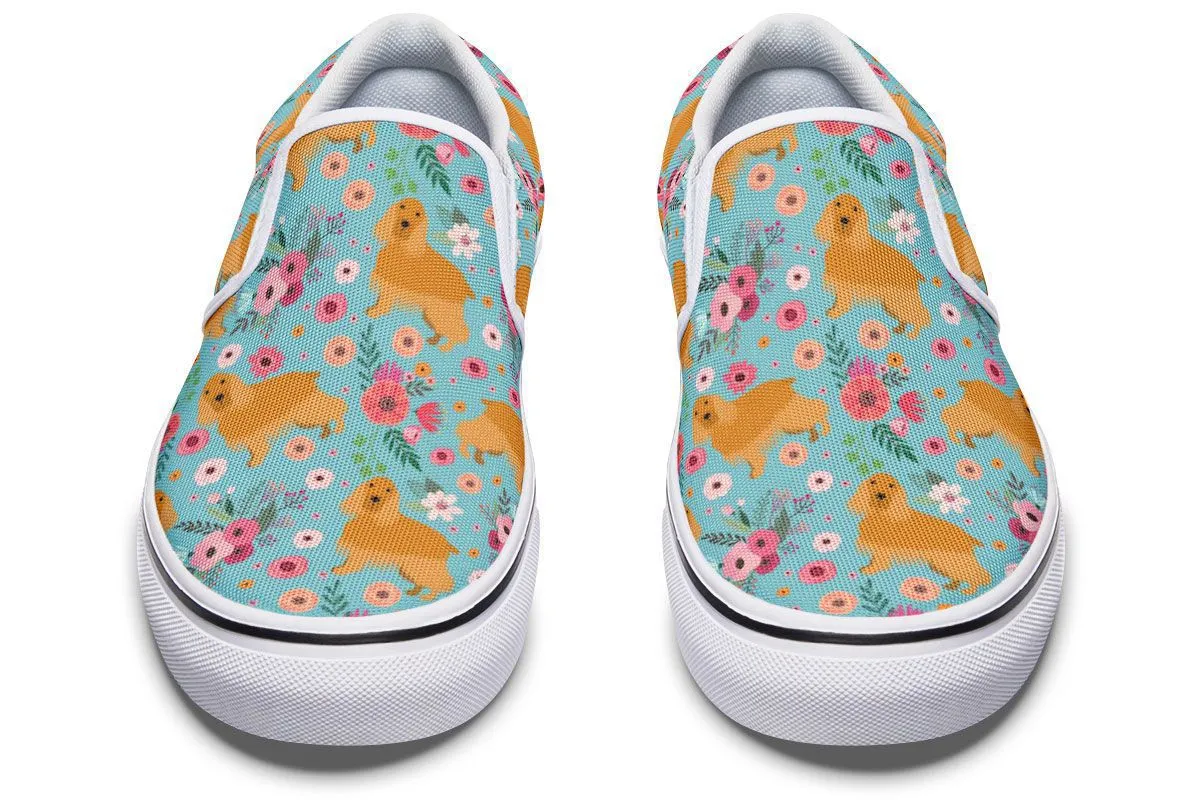 English Cocker Spaniel Flower Slip-On Shoes
