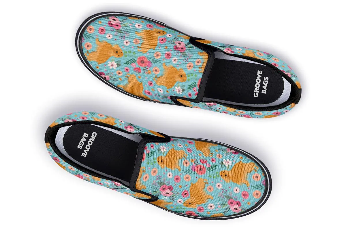 English Cocker Spaniel Flower Slip-On Shoes