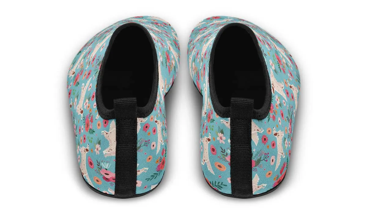 English Setter Flower Aqua Barefoot Shoes