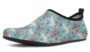 English Setter Flower Aqua Barefoot Shoes