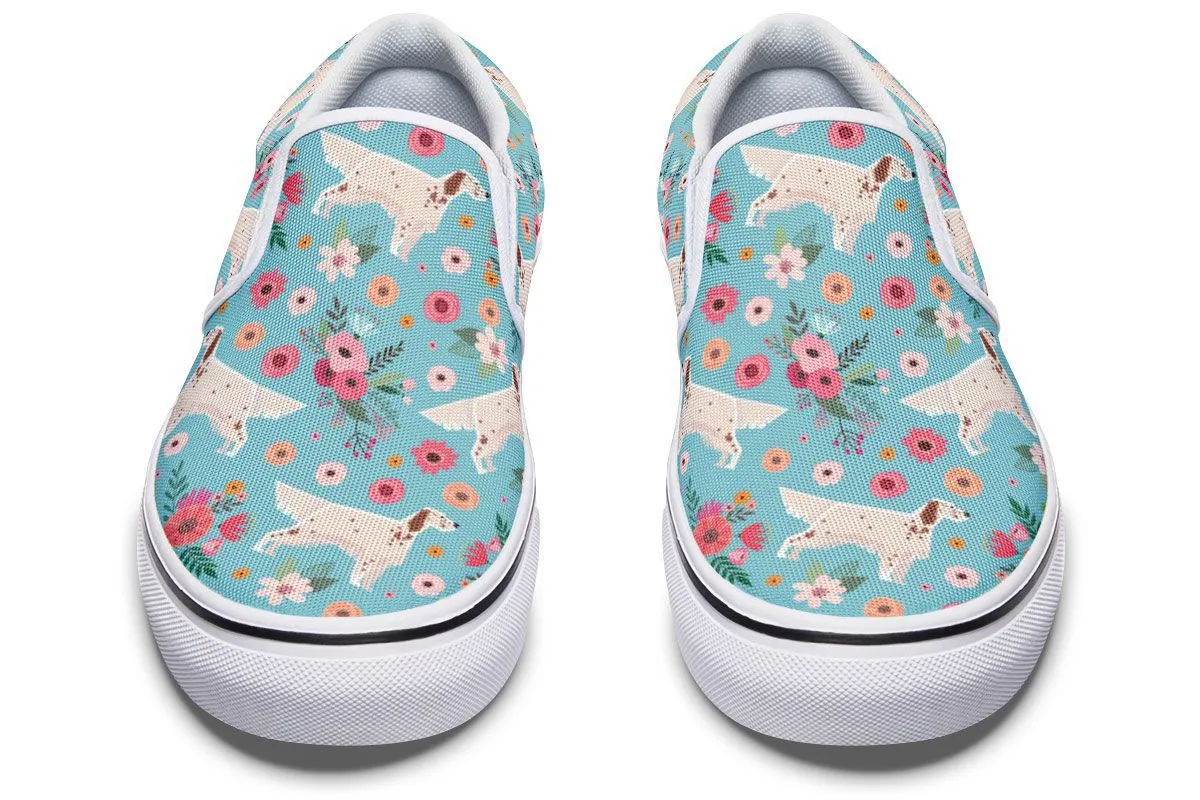 English Setter Flower Slip-On Shoes