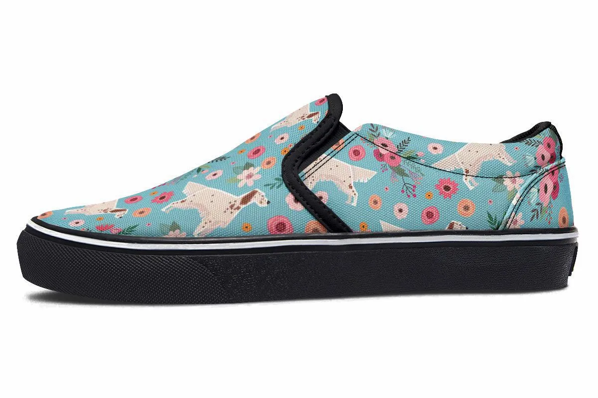English Setter Flower Slip-On Shoes