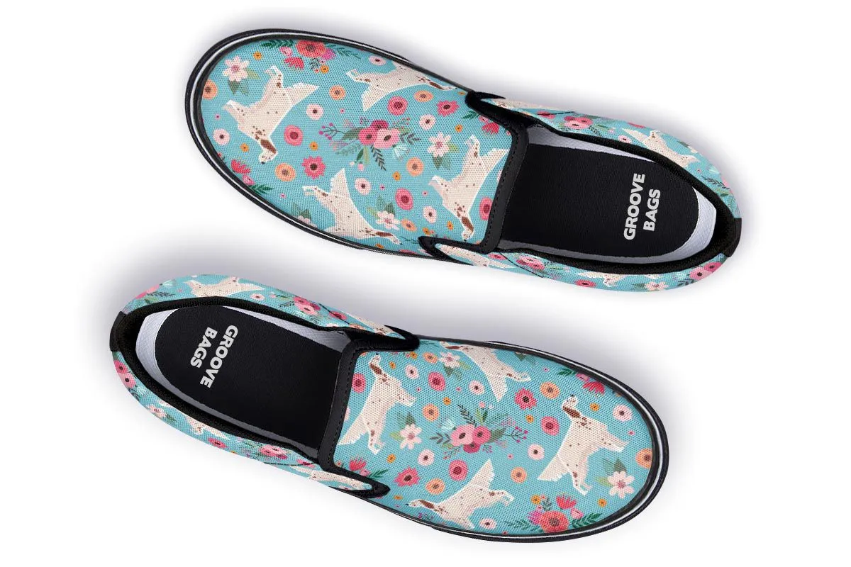 English Setter Flower Slip-On Shoes