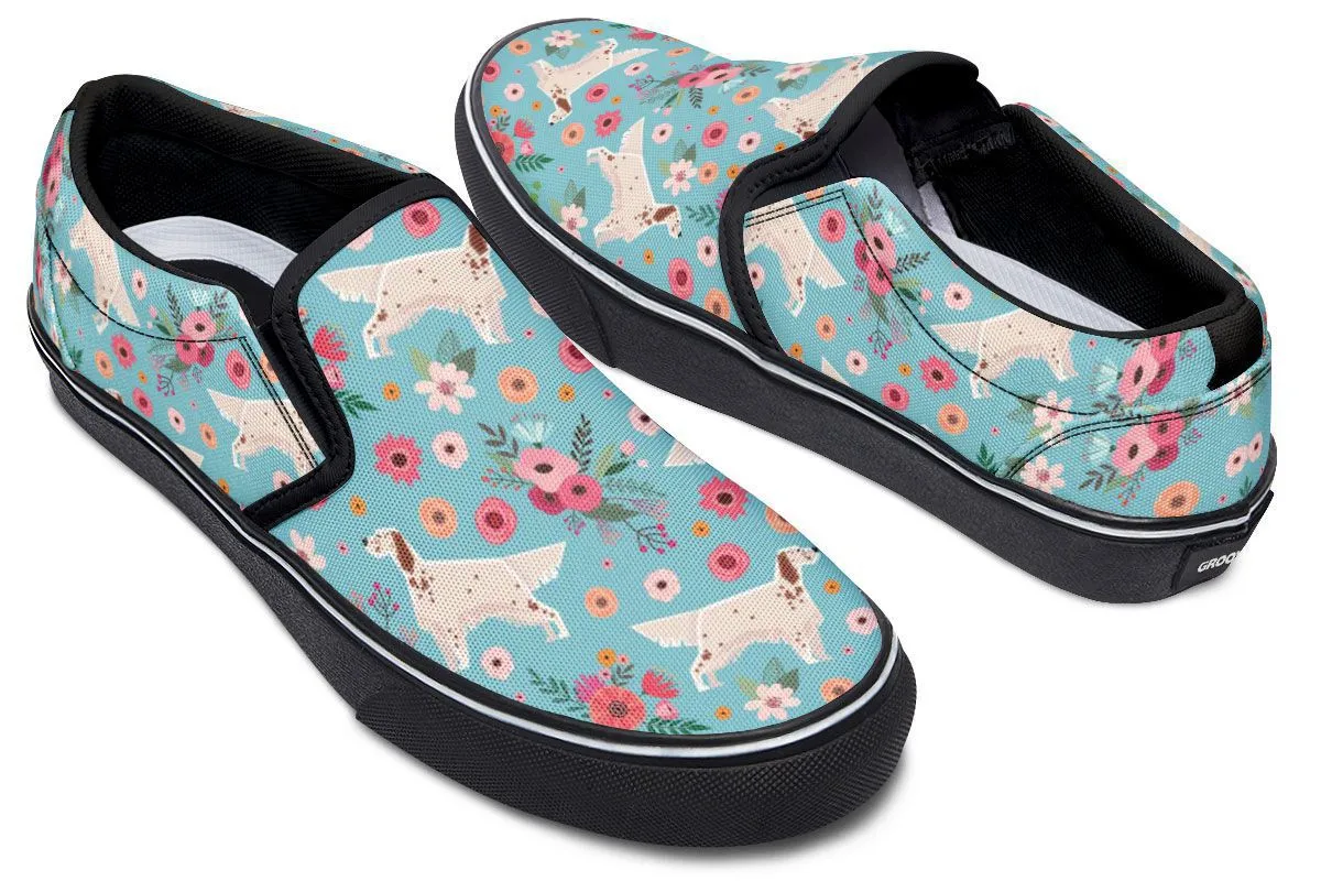 English Setter Flower Slip-On Shoes
