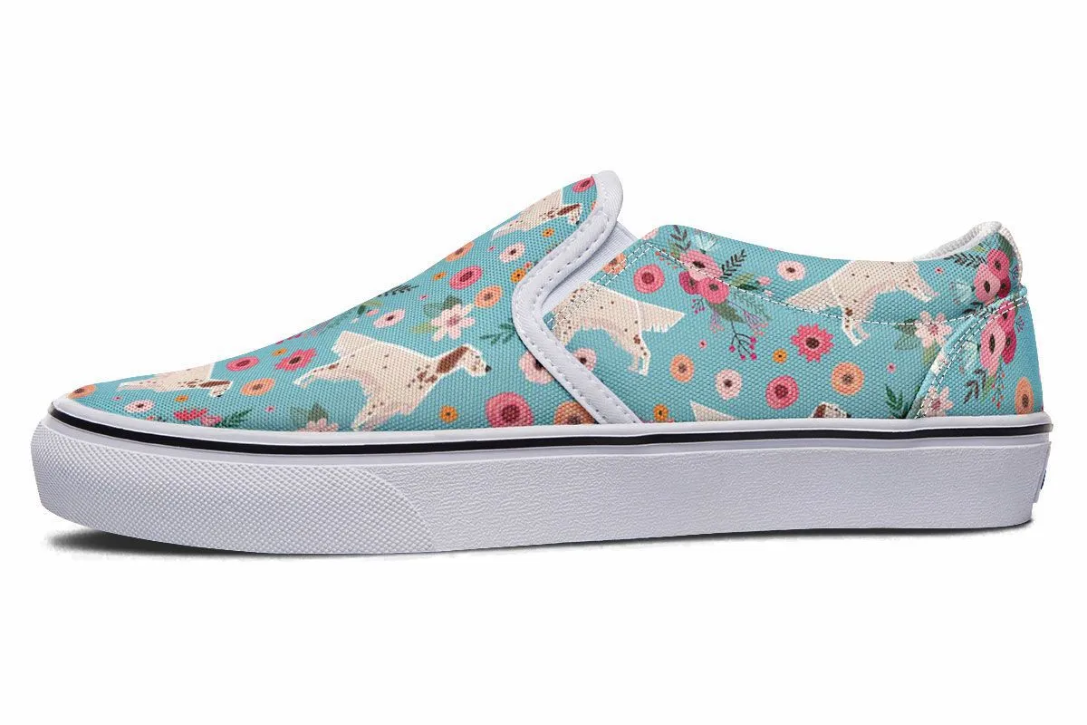 English Setter Flower Slip-On Shoes