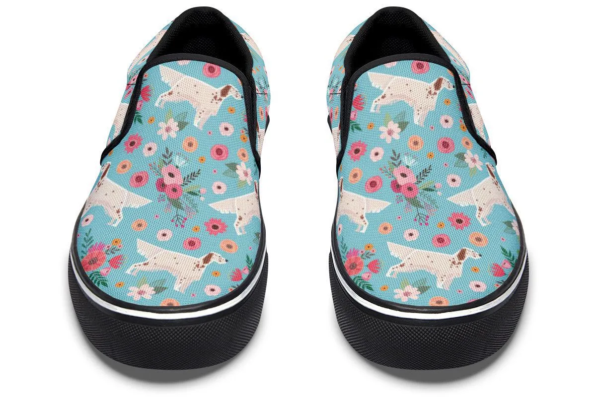 English Setter Flower Slip-On Shoes