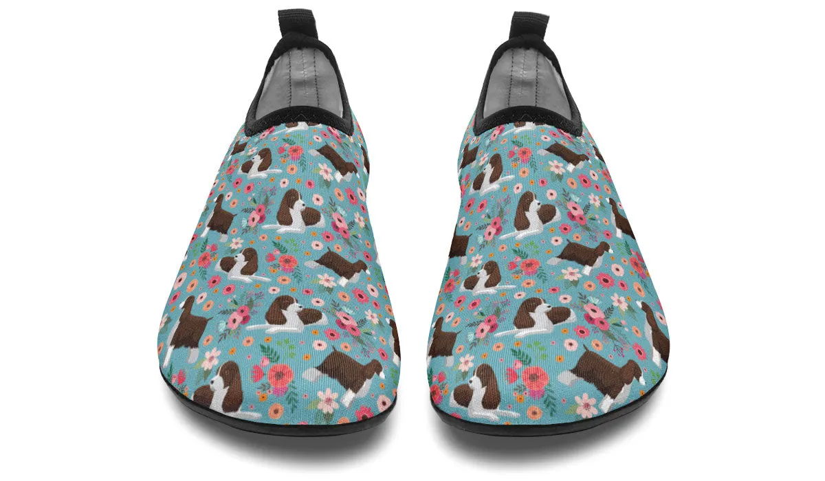 English Springer Spaniel Flower Aqua Barefoot Shoes