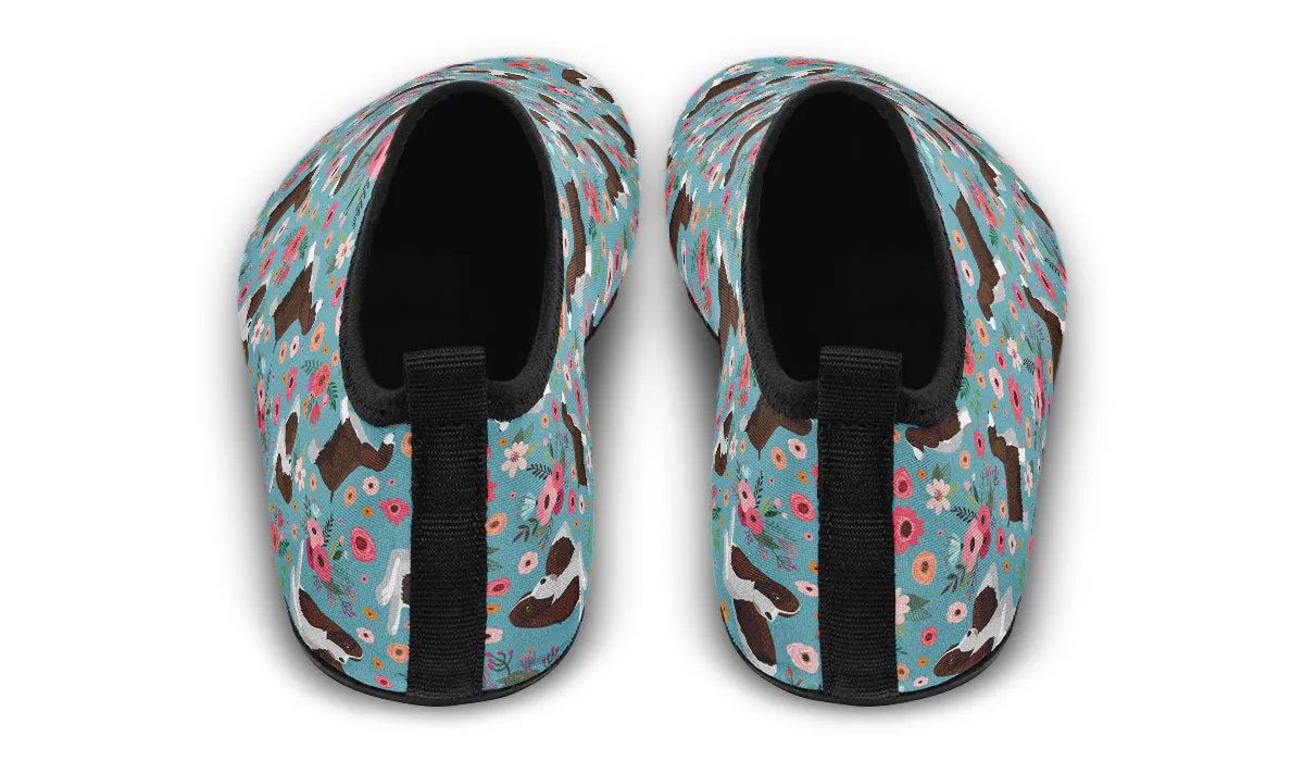 English Springer Spaniel Flower Aqua Barefoot Shoes
