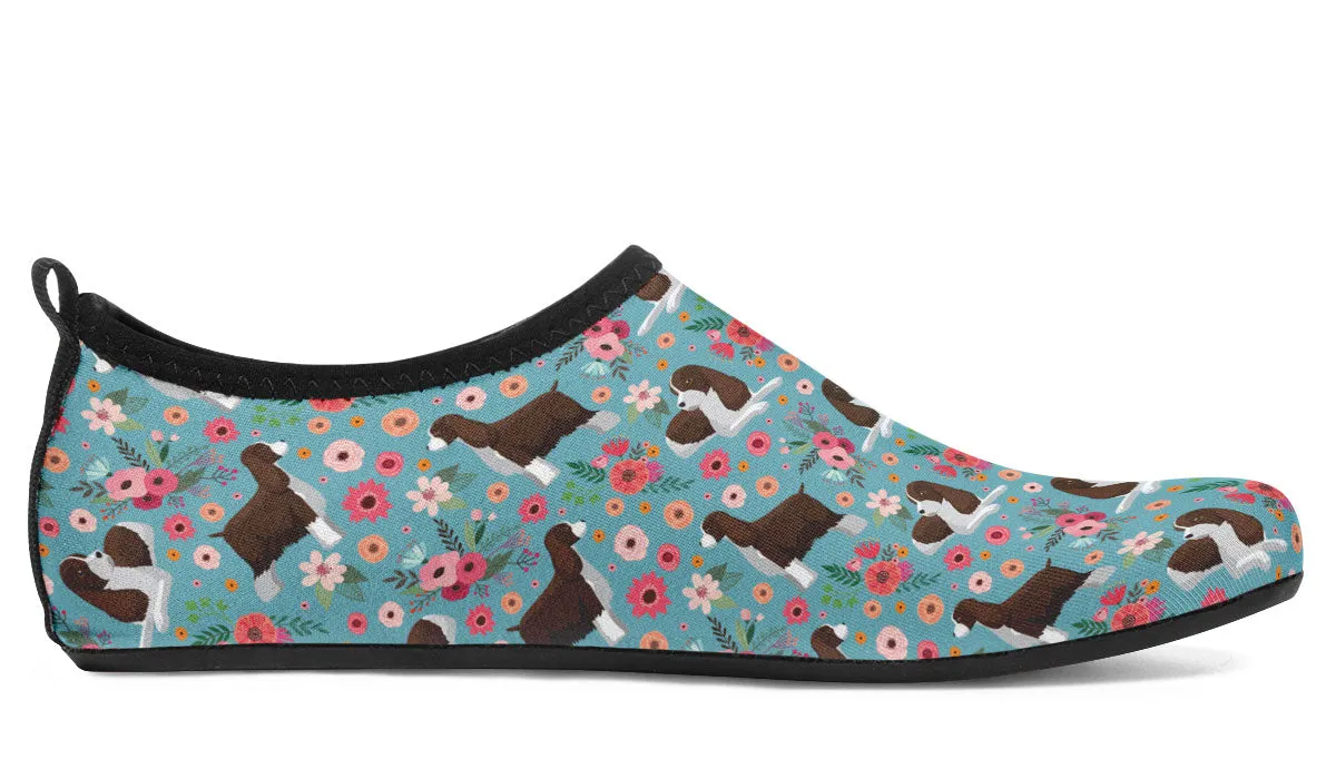 English Springer Spaniel Flower Aqua Barefoot Shoes