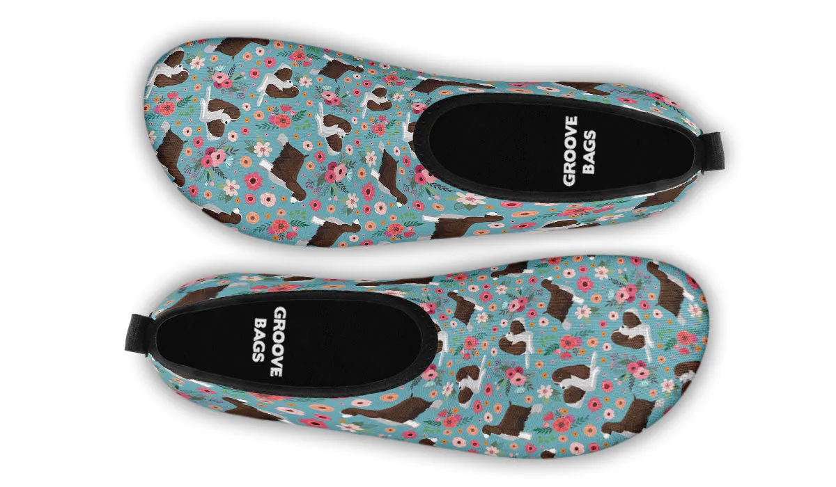 English Springer Spaniel Flower Aqua Barefoot Shoes
