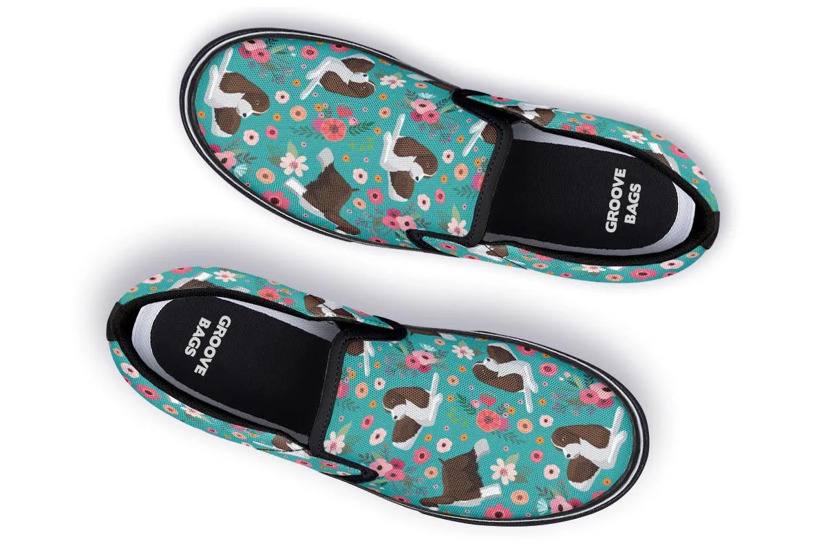 English Springer Spaniel Flower Slip-On Shoes