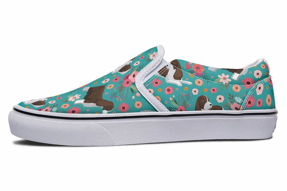 English Springer Spaniel Flower Slip-On Shoes