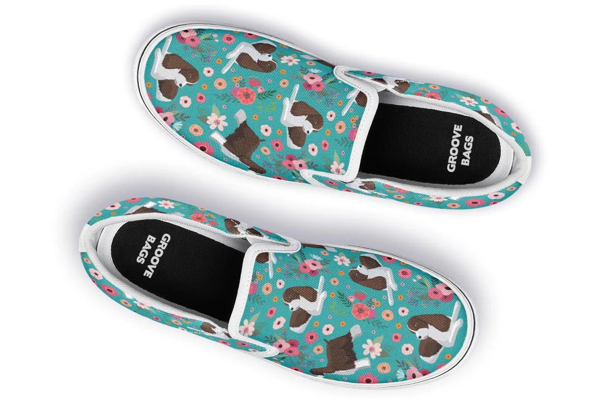 English Springer Spaniel Flower Slip-On Shoes