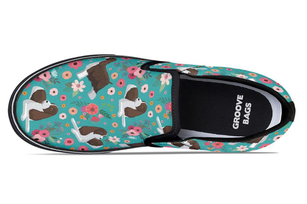 English Springer Spaniel Flower Slip-On Shoes