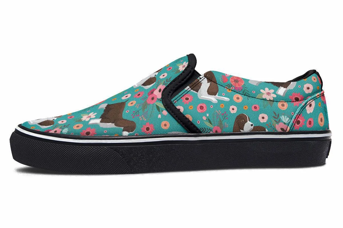 English Springer Spaniel Flower Slip-On Shoes