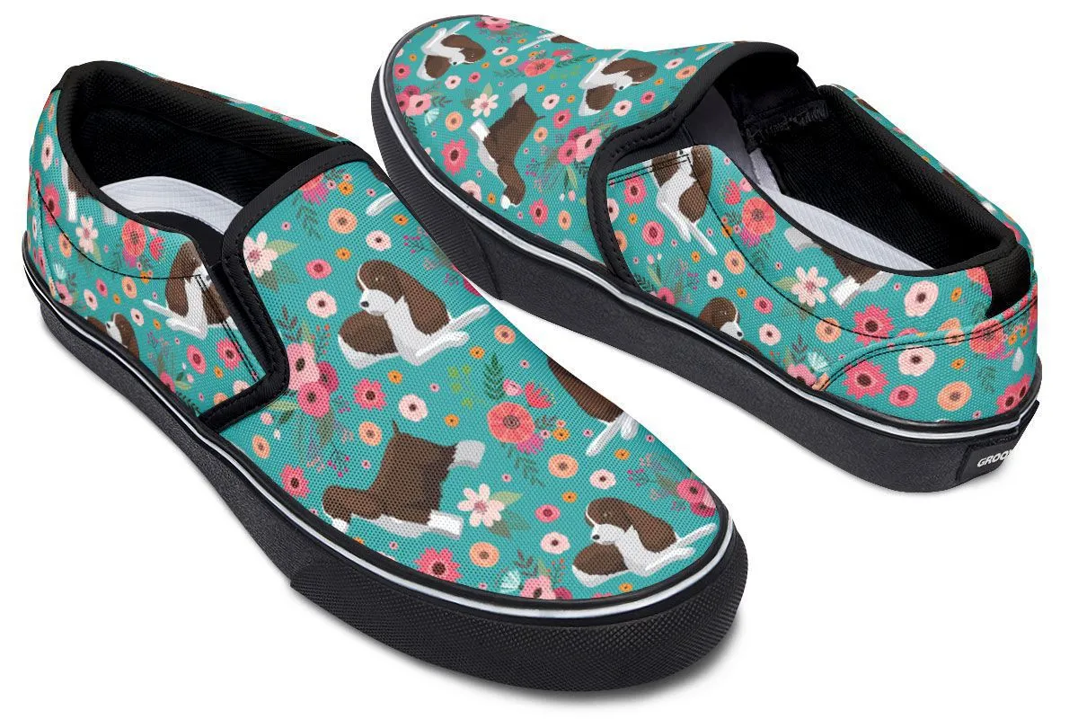English Springer Spaniel Flower Slip-On Shoes