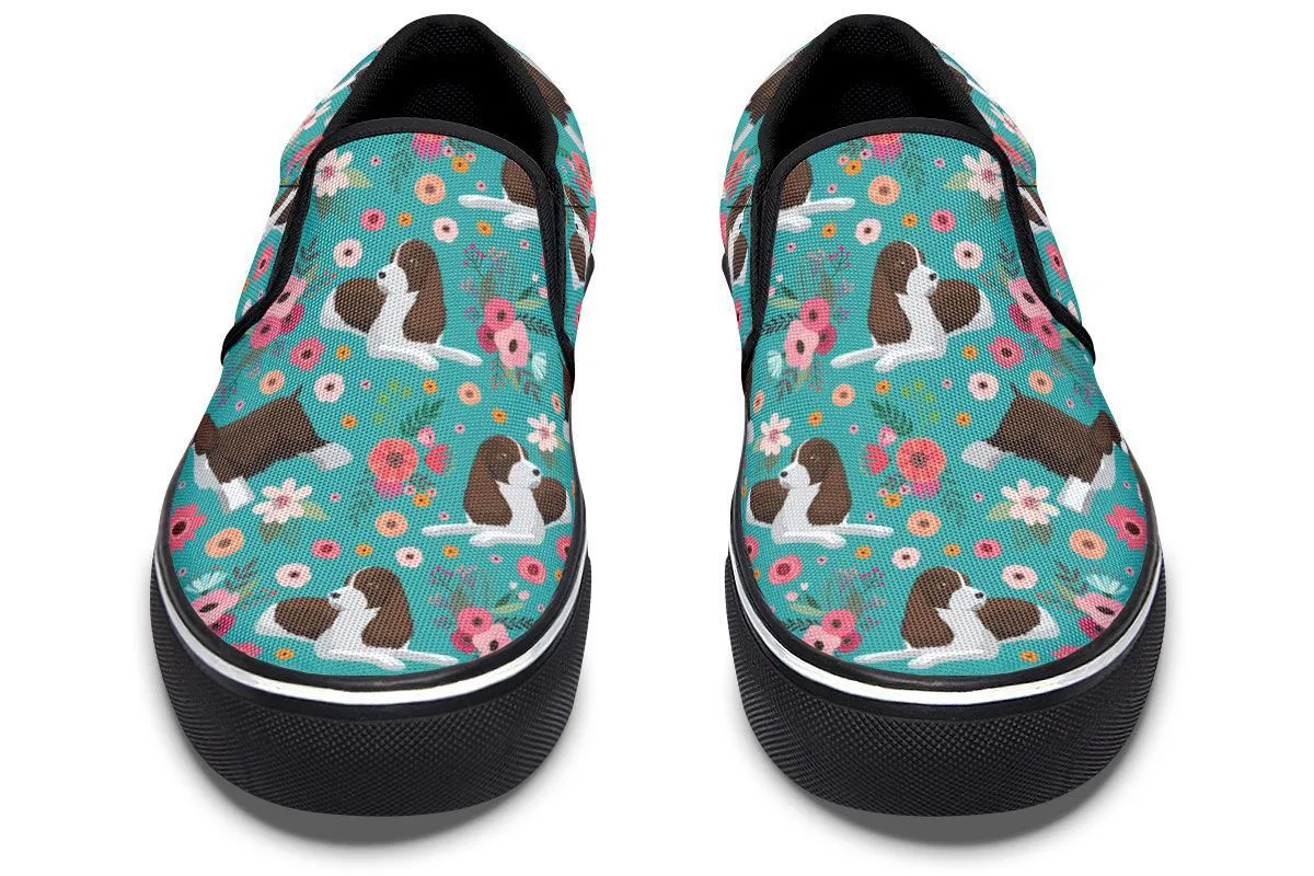 English Springer Spaniel Flower Slip-On Shoes