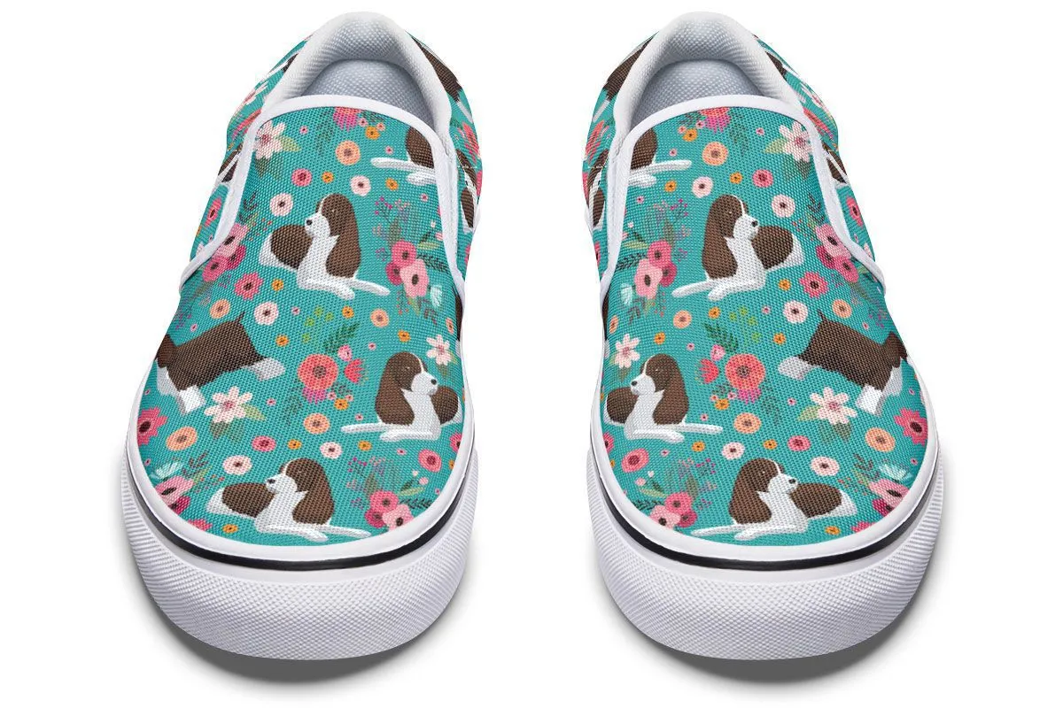 English Springer Spaniel Flower Slip-On Shoes