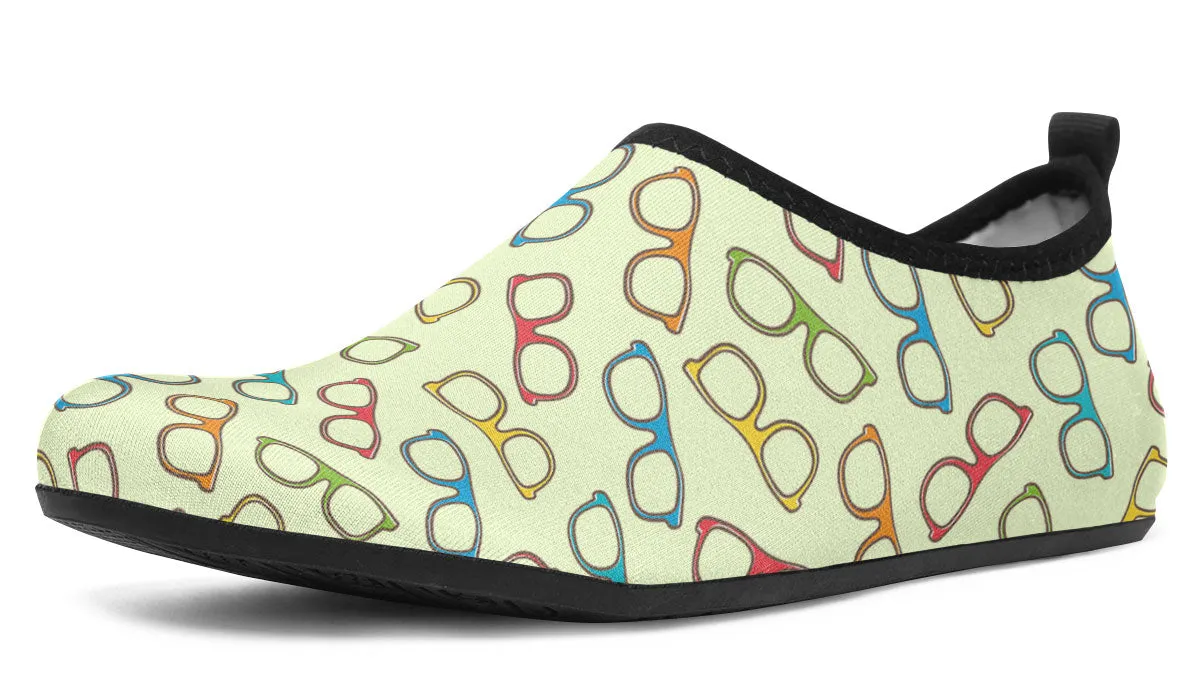 Eye Glasses Pattern Aqua Barefoot Shoes