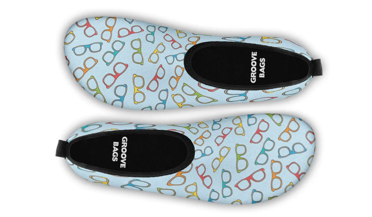 Eye Glasses Pattern Aqua Barefoot Shoes