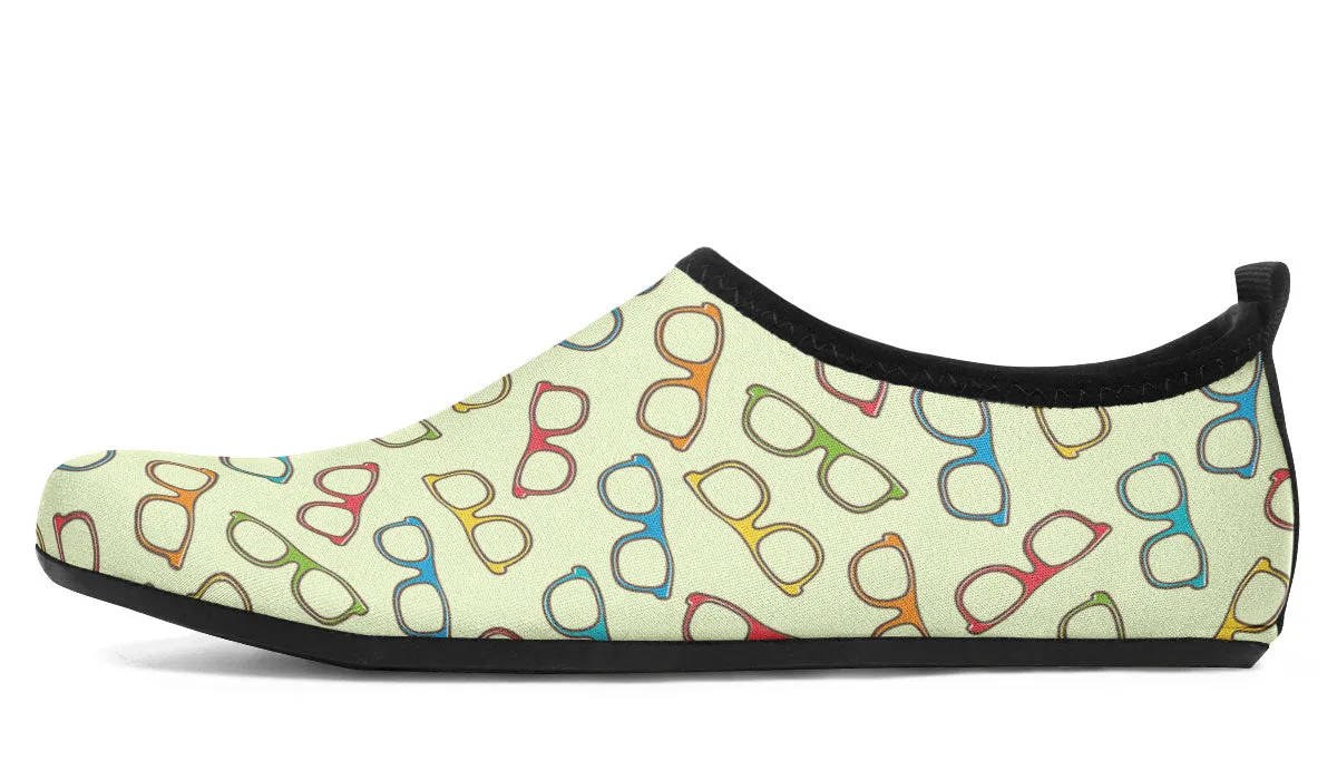 Eye Glasses Pattern Aqua Barefoot Shoes
