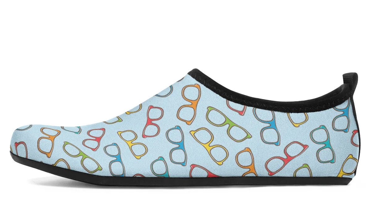 Eye Glasses Pattern Aqua Barefoot Shoes