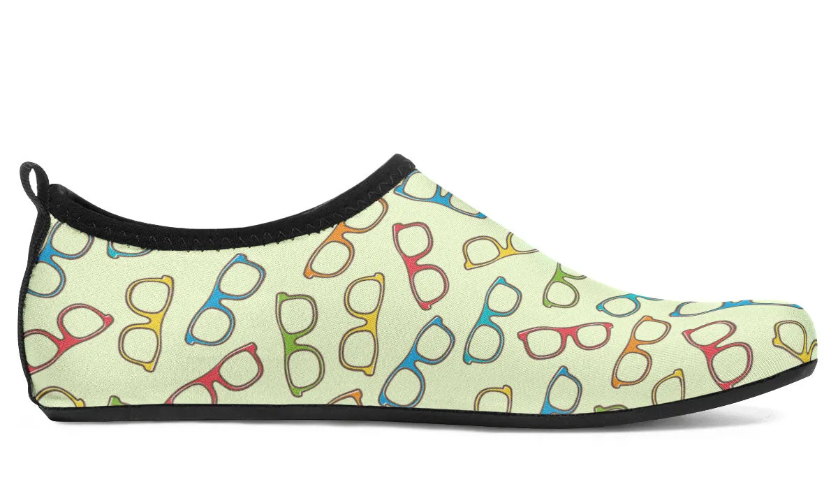 Eye Glasses Pattern Aqua Barefoot Shoes