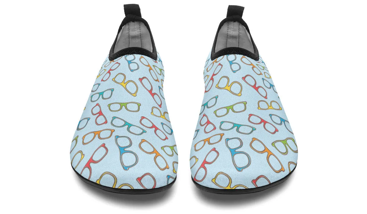 Eye Glasses Pattern Aqua Barefoot Shoes